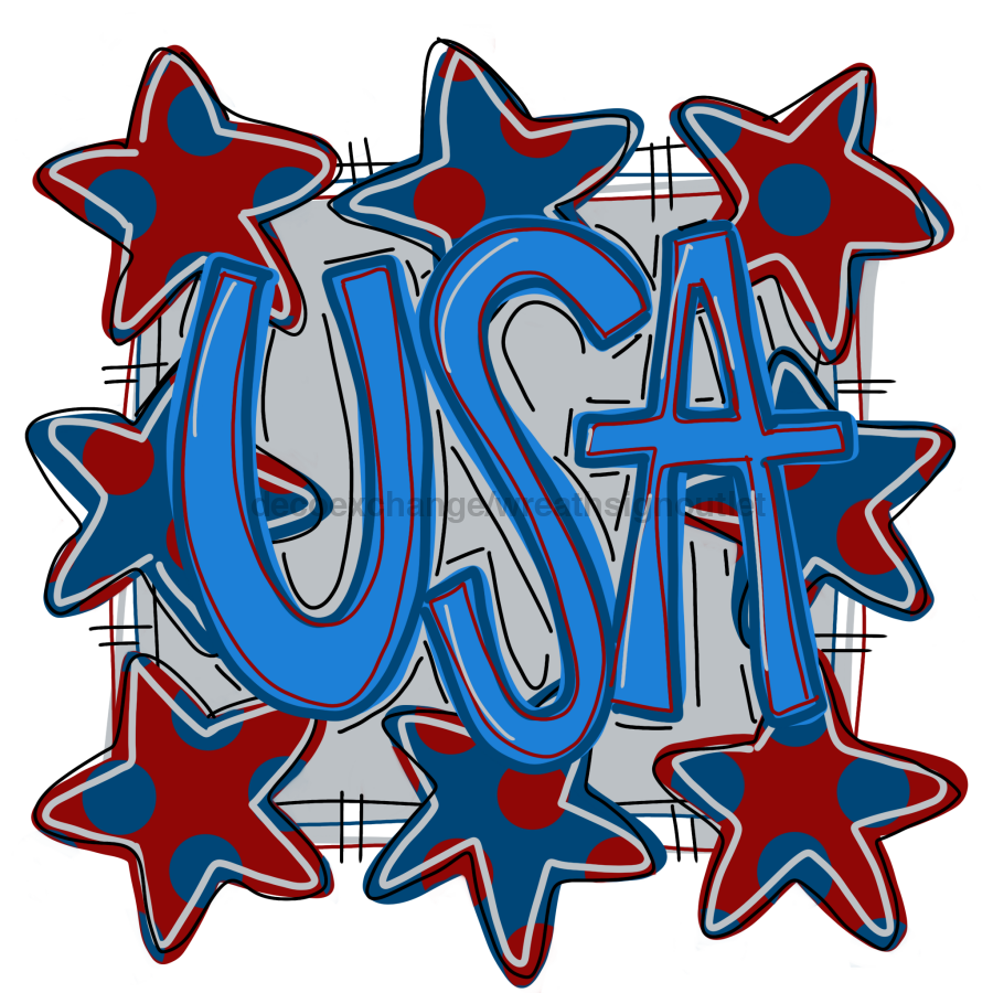 Patriotic USA 22" Wood Door Hanger - DECOE-W-784-DH