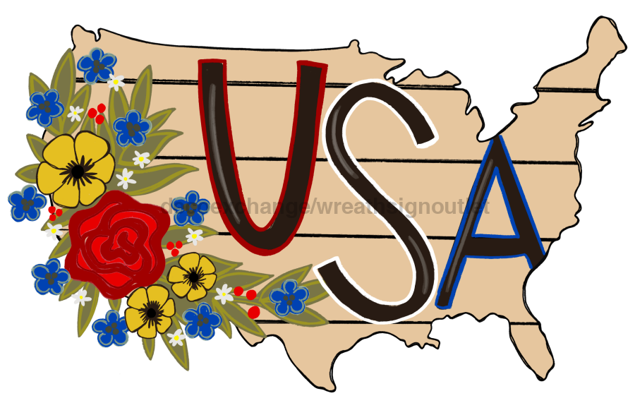 Patriotic USA 22" Wood Door Hanger - DECOE-W-791-DH