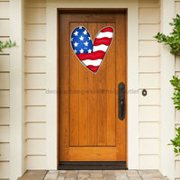 Thumbnail for Patriotic Heart Hanger Cut Bow Holes 22" Wood Door Hanger - DECOE-W-903437-DH
