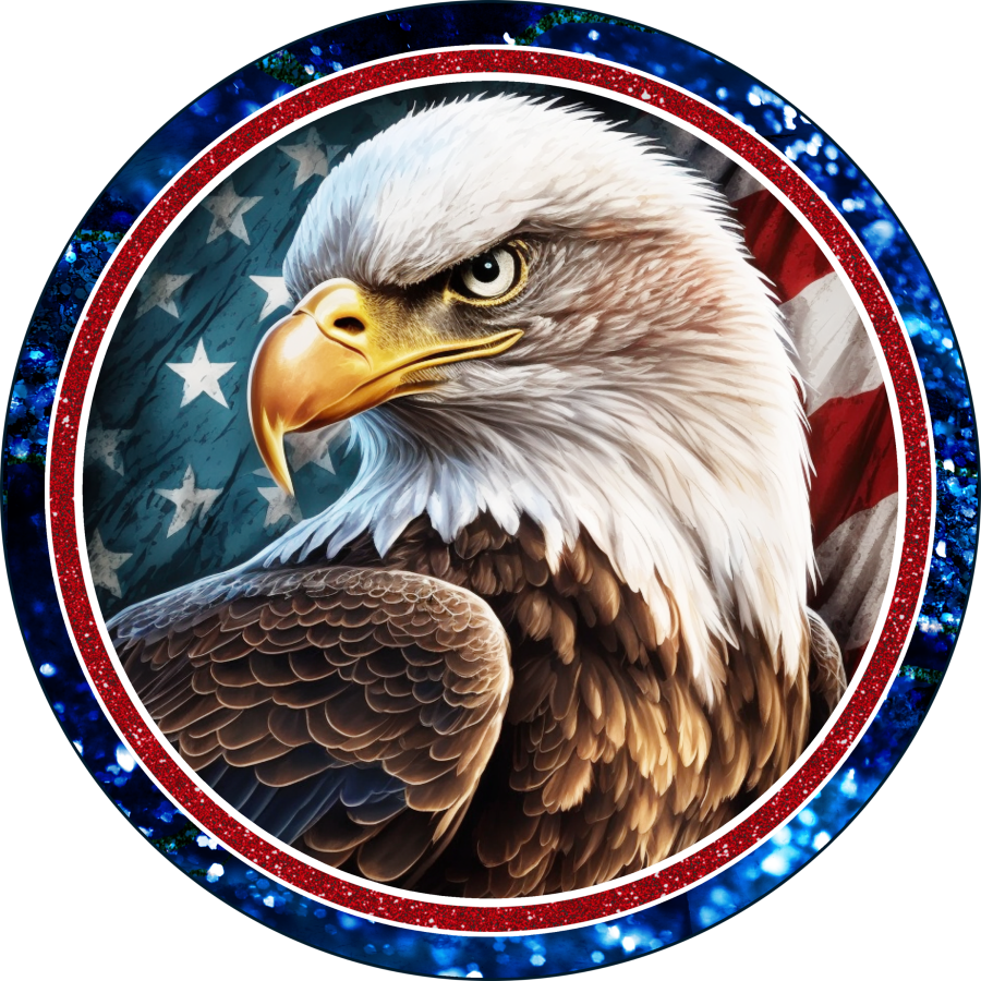Patriotic Eagle 10" Metal Wreath Sign - DECOE-5209