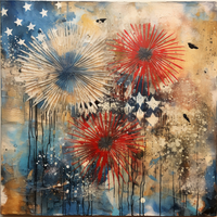 Thumbnail for Patriotic Fireworks 10x10" Metal Wreath Sign - OAW-0062