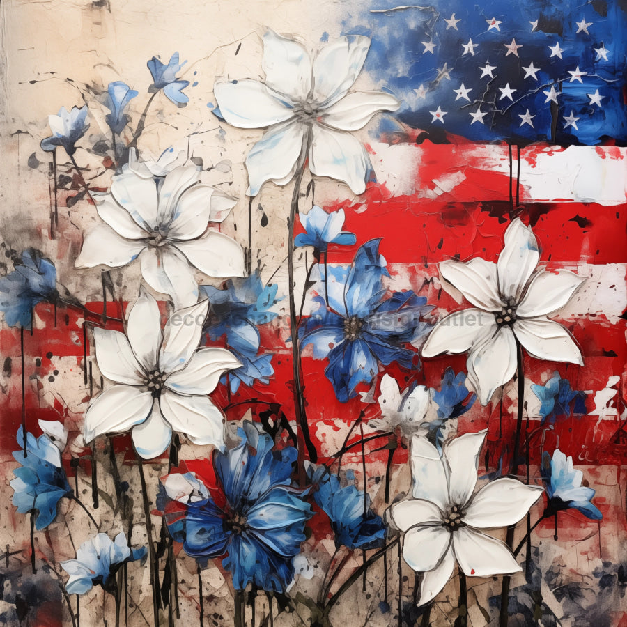 Patriotic Sign, USA Sign, DCO-13588, Sign For Wreath, 10x10" Metal Sign