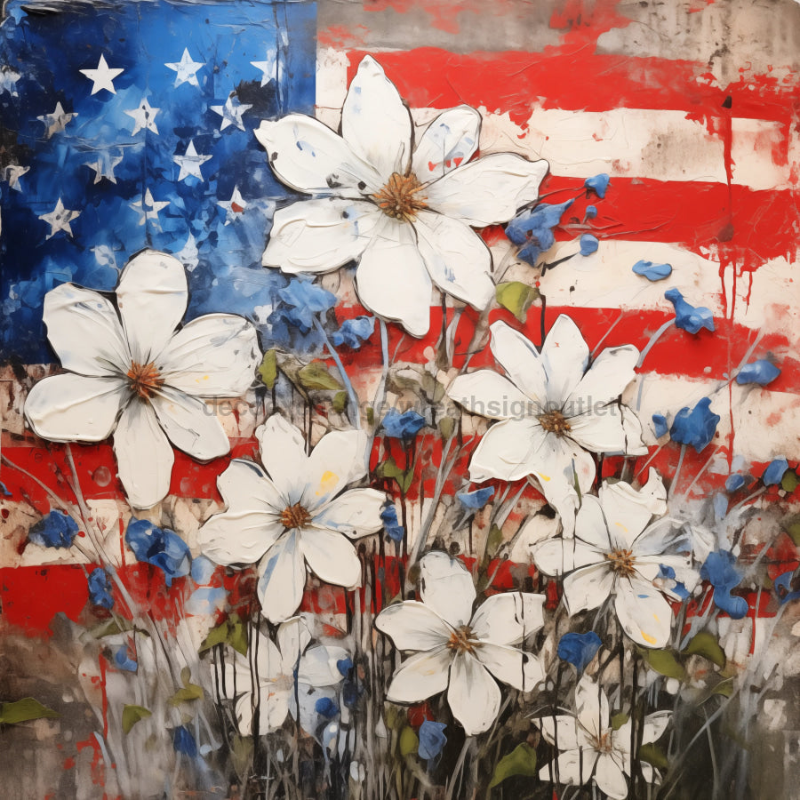 Patriotic Sign, USA Sign, DCO-13591, Sign For Wreath, 10x10" Metal Sign