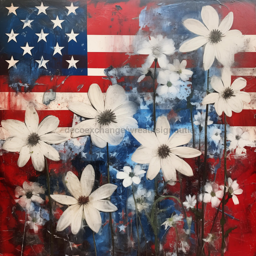Patriotic Sign, USA Sign, DCO-13595, Sign For Wreath, 10x10" Metal Sign