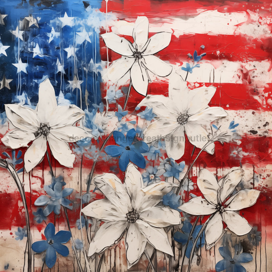 Patriotic Sign, USA Sign, DCO-13596, Sign For Wreath, 10x10" Metal Sign