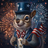 Thumbnail for Patriotic Squirrel Sign, Mask Sign, SHR-00001, Sign For Wreath, 10x10in Metal Sign