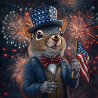 Thumbnail for Patriotic Squirrel Sign, Mask Sign, SHR-00004, Sign For Wreath, 10x10in Metal Sign