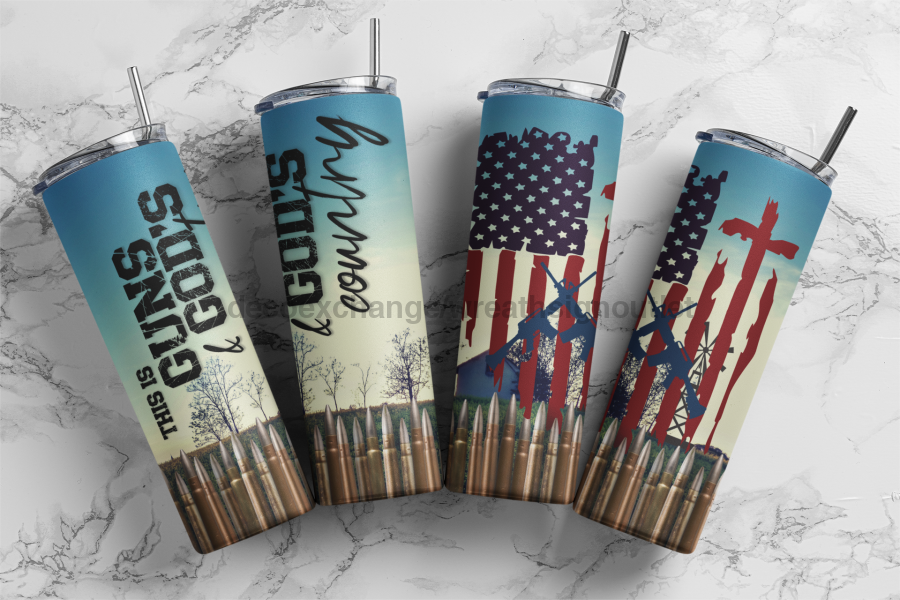 Patriotic Tumbler, 20 oz Skinny Tumbler D - ECOETUMBLER-333
