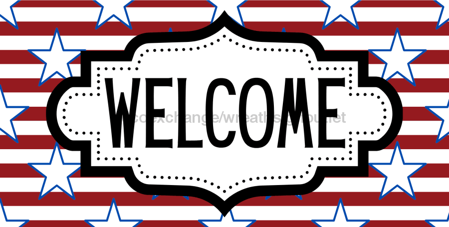 Patriotic Welcome Sign Dco-01223 For Wreath 6X12 Metal