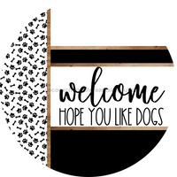 Thumbnail for Paw Print Door Hanger, Welcome Like Dogs Door Hanger, DCO-01881-DH, 18