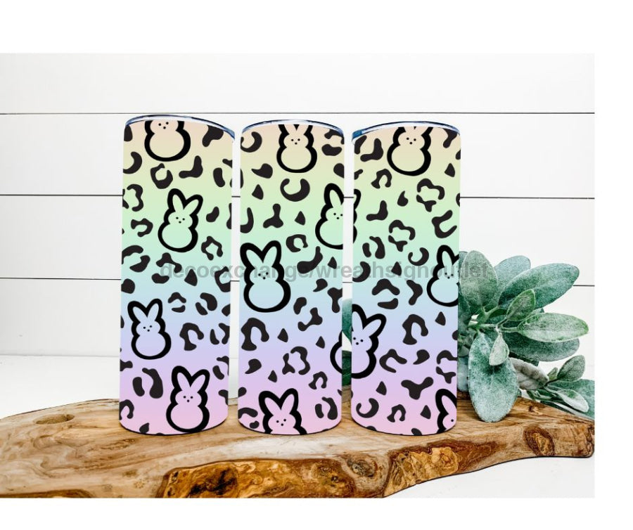Peeps Tumbler, Easter Leopard Bunny Tumbler 20 oz Skinny Tumbler - DECOETUMBLER-245