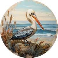Thumbnail for Pelican Coastal 10" Metal Wreath Sign - DECOE-4684