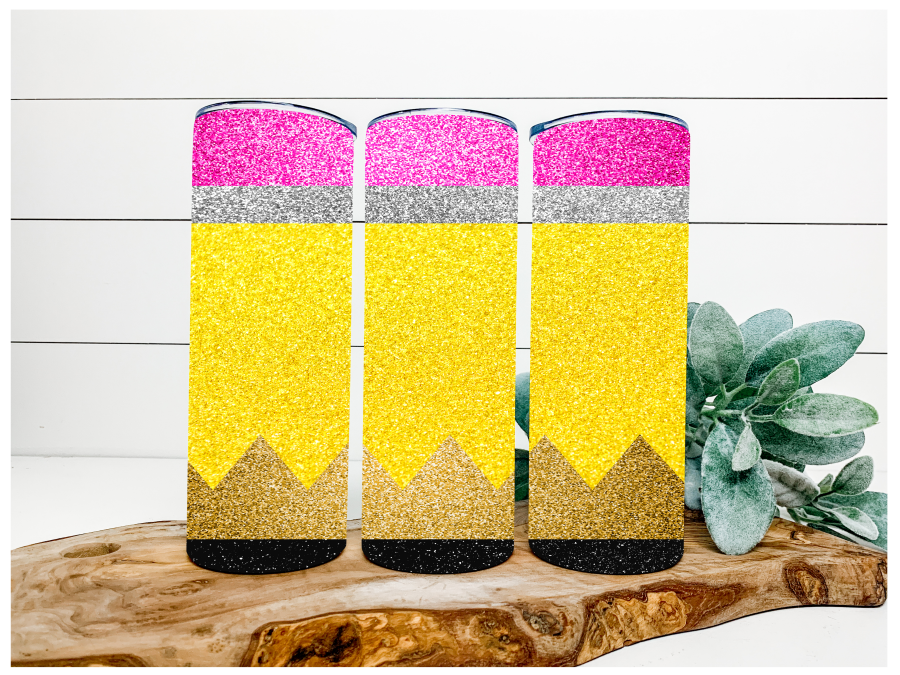 Pencil Tumbler, Teacher Tumbler, 20 oz Skinny Tumbler - DECOETUMBLER-094