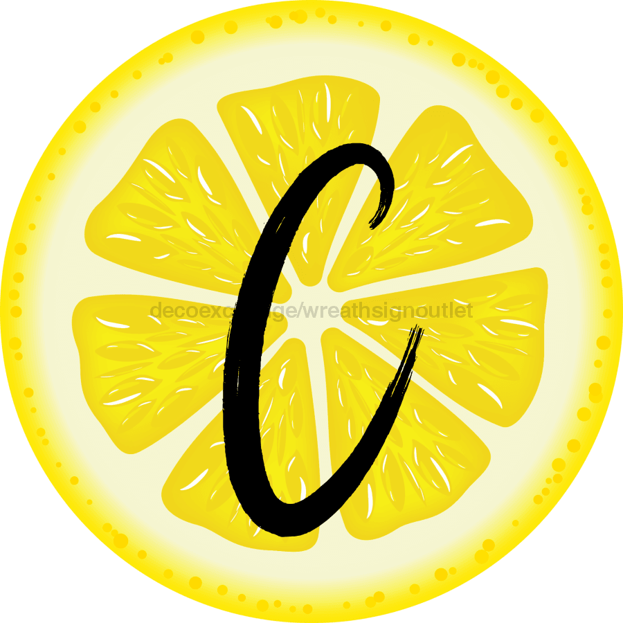 Personalized Lemon Sign Initial Monogram Decoe-4088-Dh-Custom 18 Wood Round C