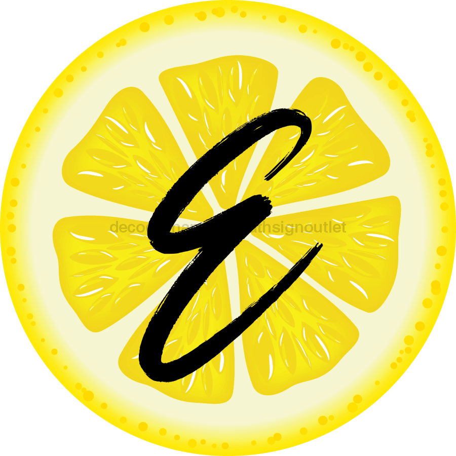 Personalized Lemon Sign Initial Monogram Decoe-4088-Dh-Custom 18 Wood Round E