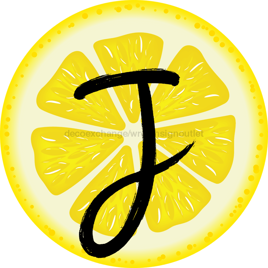 Personalized Lemon Sign Initial Monogram Decoe-4088-Dh-Custom 18 Wood Round J