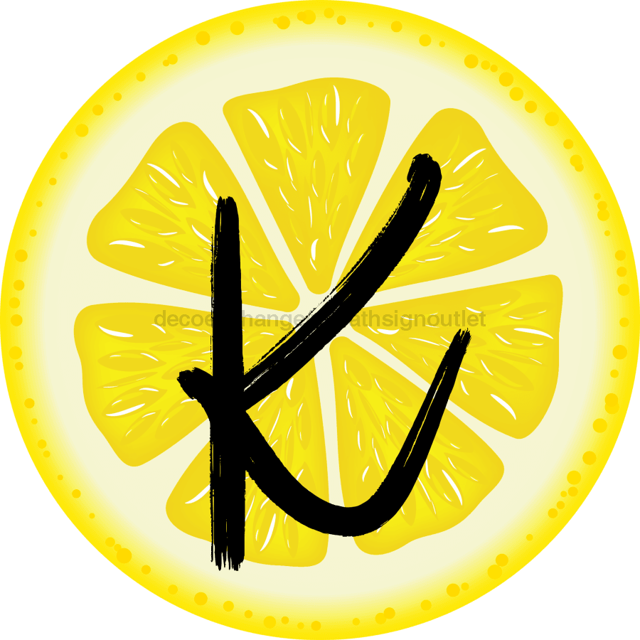 Personalized Lemon Sign Initial Monogram Decoe-4088-Dh-Custom 18 Wood Round K
