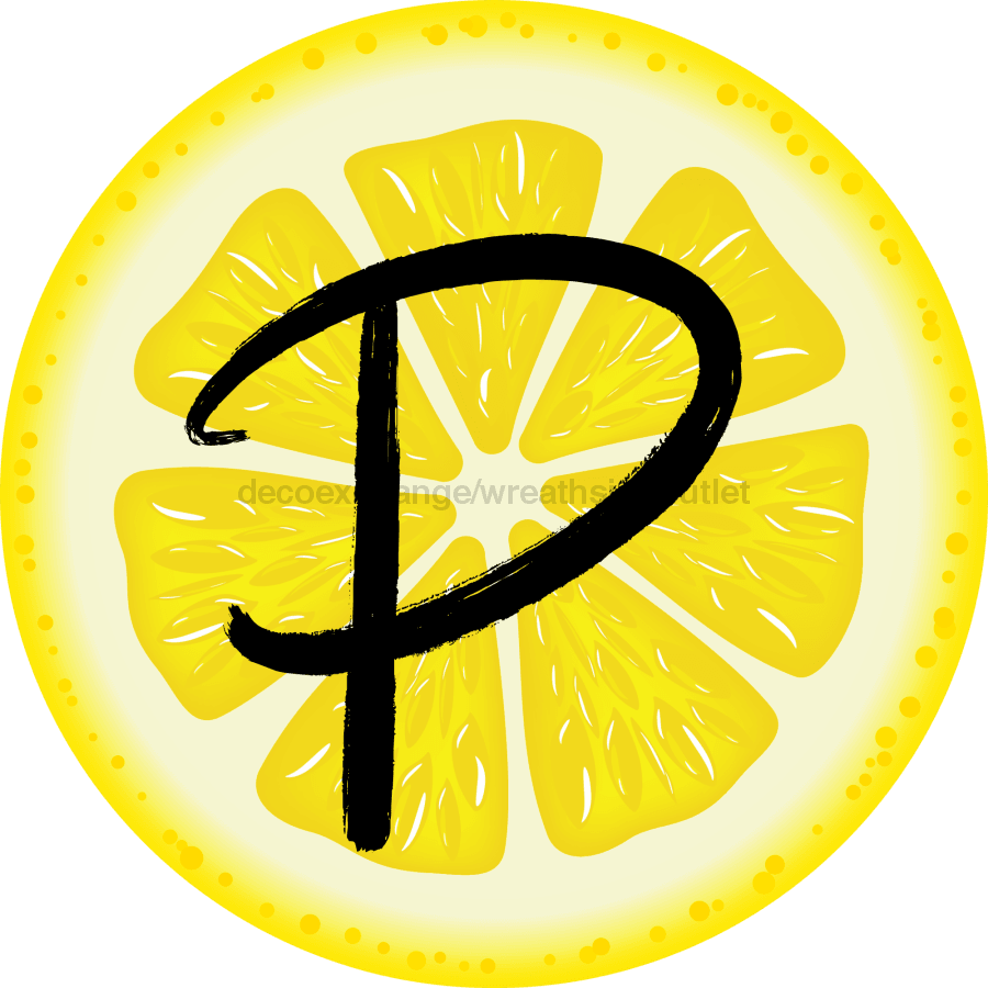 Personalized Lemon Sign Initial Monogram Decoe-4088-Dh-Custom 18 Wood Round P