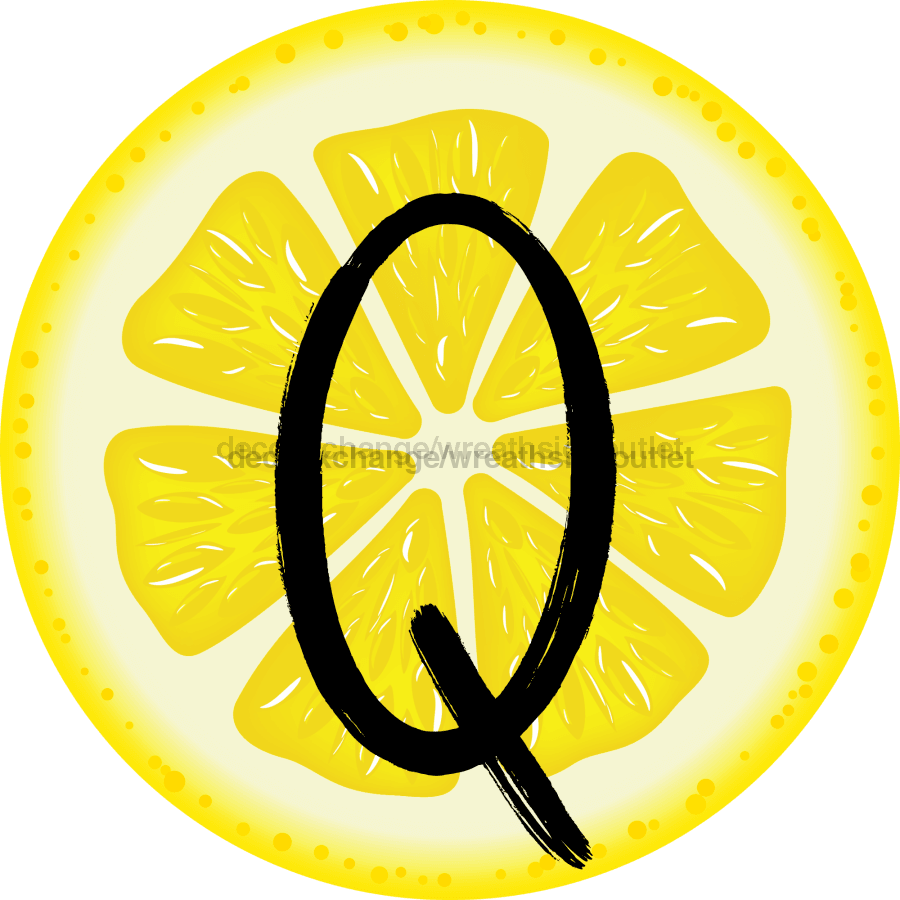 Personalized Lemon Sign Initial Monogram Decoe-4088-Dh-Custom 18 Wood Round Q
