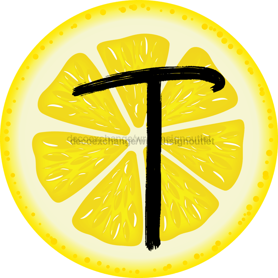 Personalized Lemon Sign Initial Monogram Decoe-4088-Dh-Custom 18 Wood Round T