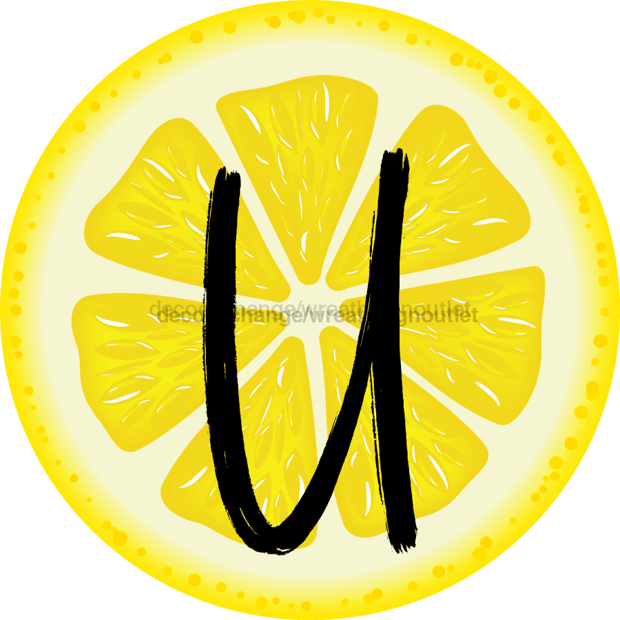Personalized Lemon Sign Initial Monogram Decoe-4088-Dh-Custom 18 Wood Round U