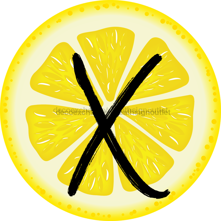 Personalized Lemon Sign Initial Monogram Decoe-4088-Dh-Custom 18 Wood Round X