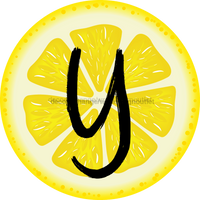 Thumbnail for Personalized Lemon Sign Initial Monogram Decoe-4088-Dh-Custom 18 Wood Round Y