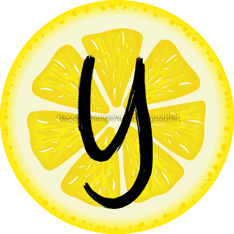 Personalized Lemon Sign Initial Monogram Decoe-4088-Dh-Custom 18 Wood Round Y