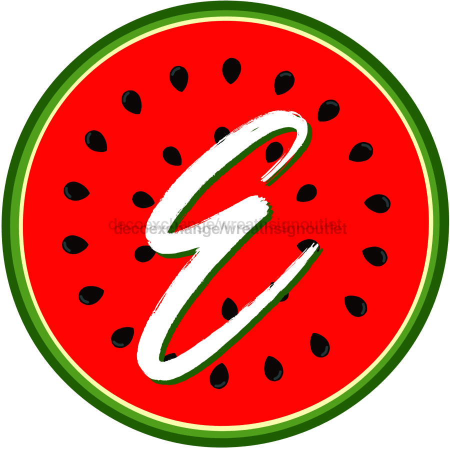 Personalized Watermelon Sign Initial Monogram Decoe-4086-Dh-Custom 18 Wood Round