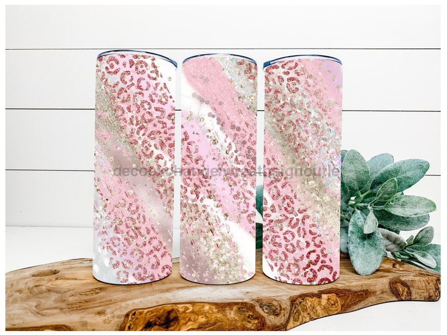 Pink and Gold Tumbler, 20 oz Skinny Tumbler - DECOETUMBLER-106