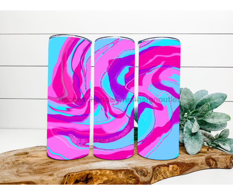 Pink Blue Purple Swirl Tumbler, 20 oz Skinny Tumbler - DECOETUMBLER-201