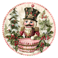 Thumbnail for Pink Christmas Nutcracker 10" Wood Wreath Sign - DCO-102658-D
