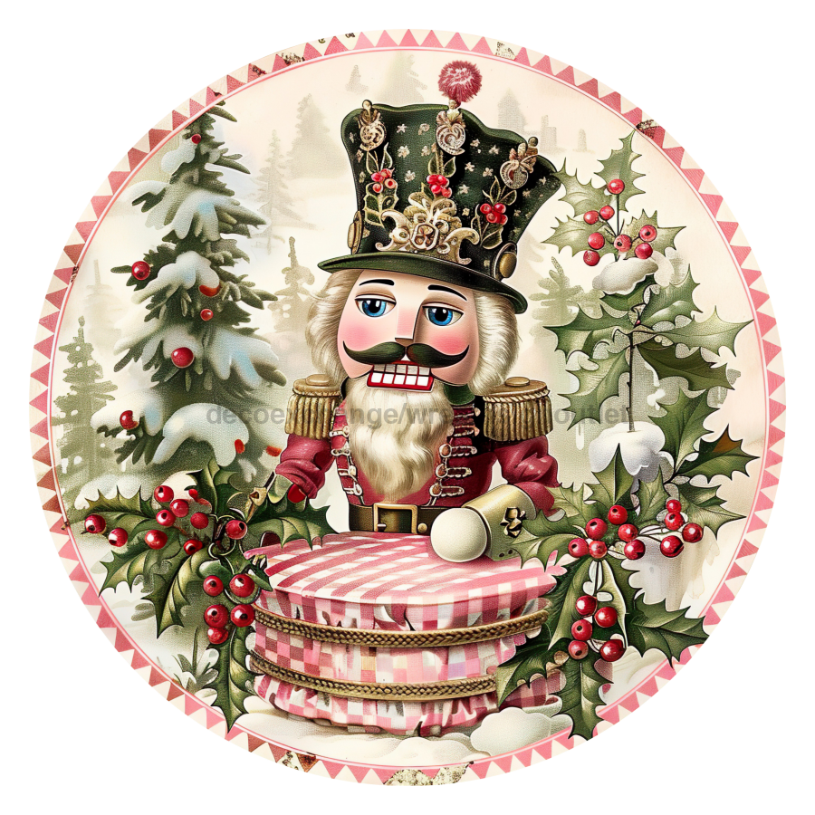 Pink Christmas Nutcracker 18" Wood Door Hanger - DCO-102658-DH