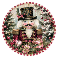 Thumbnail for Pink Christmas Nutcracker 10" Wood Wreath Sign - DCO-102659-D