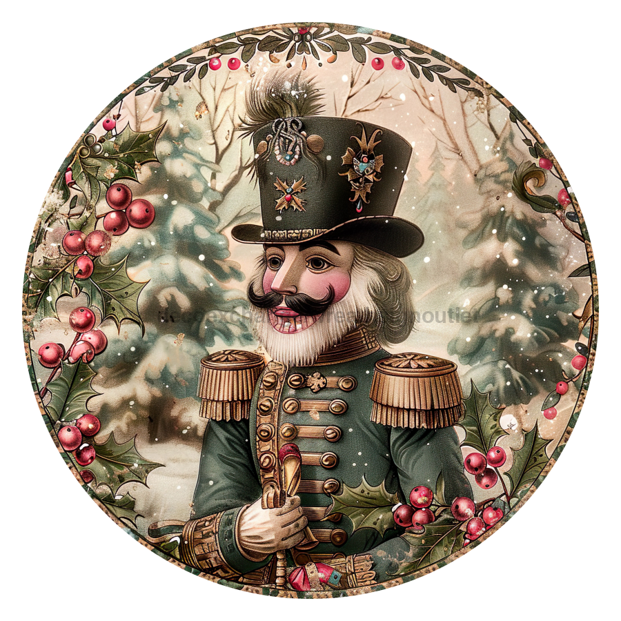 Pink Christmas Nutcracker 10" Metal Wreath Sign - DCO-102661
