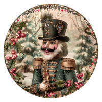 Thumbnail for Pink Christmas Nutcracker 10" Metal Wreath Sign - DCO-102661