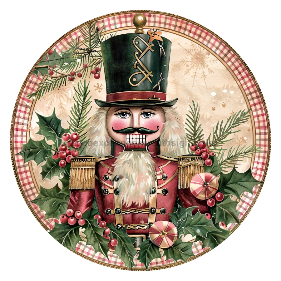 Pink Christmas Nutcracker 10" Metal Wreath Sign - DCO-102664