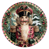 Thumbnail for Pink Christmas Nutcracker 10" Wood Wreath Sign - DCO-102665-D