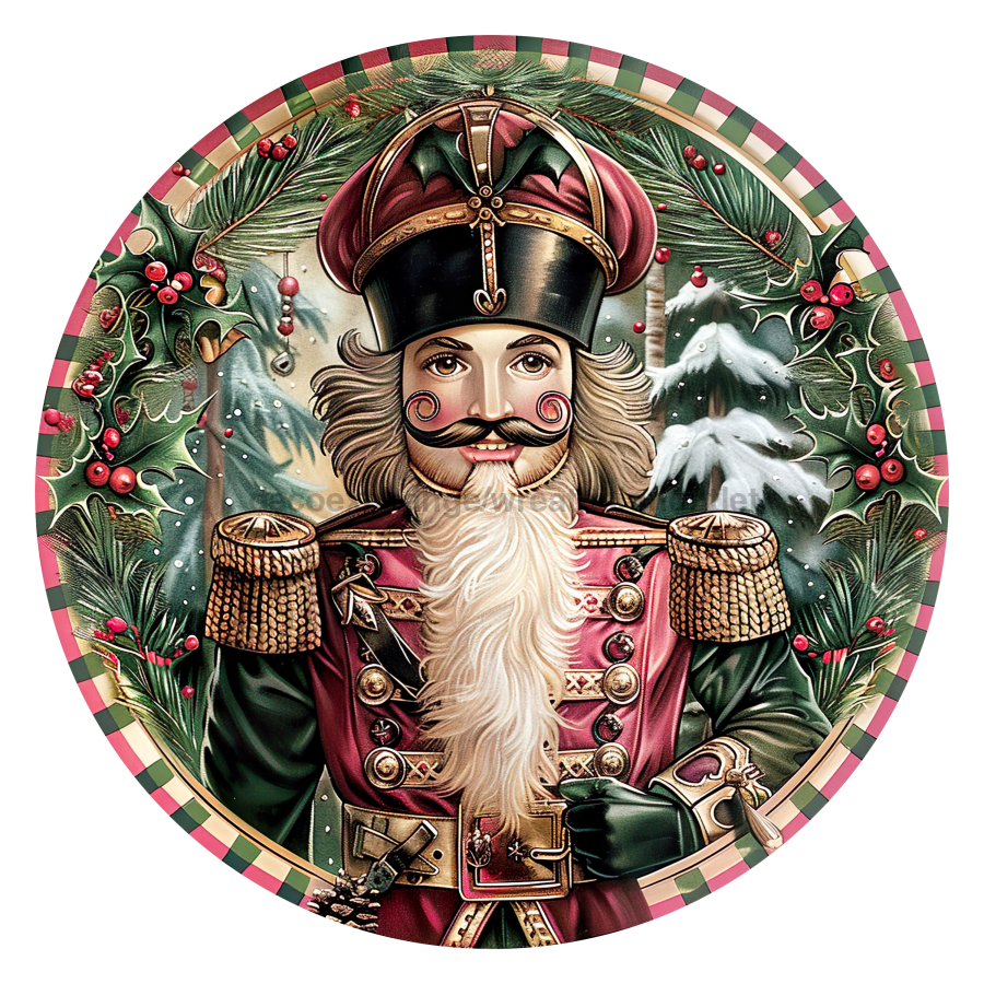 Pink Christmas Nutcracker 10" Metal Wreath Sign - DCO-102665