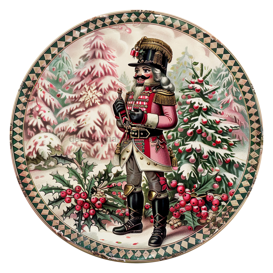 Pink Christmas Nutcracker 10" Wood Wreath Sign - DCO-102666-D