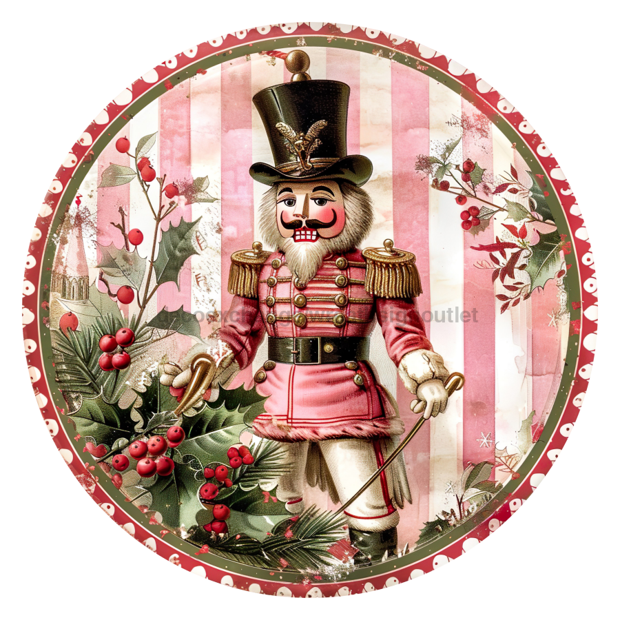Pink Christmas Nutcracker 18" Wood Door Hanger - DCO-102668-DH