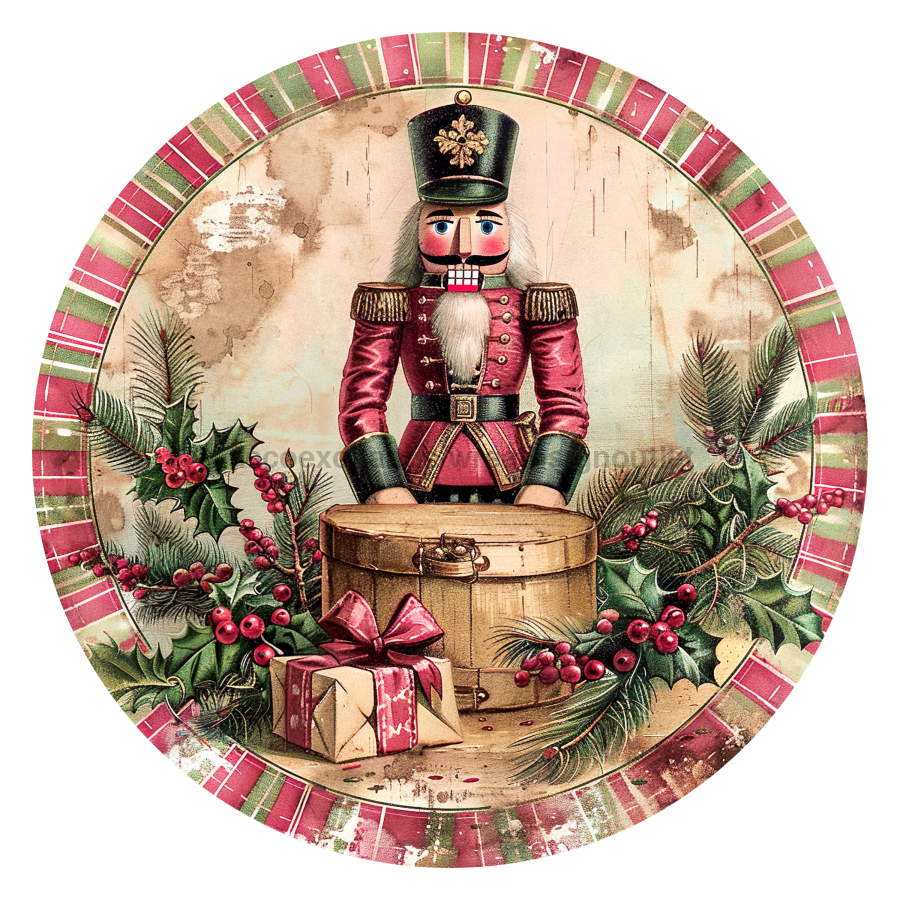 Pink Christmas Nutcracker 10" Metal Wreath Sign - DCO-102669
