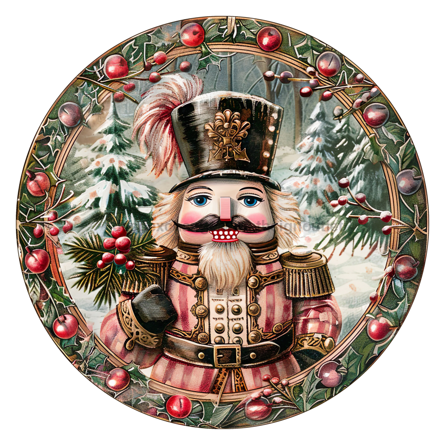 Pink Christmas Nutcracker 10" Wood Wreath Sign - DCO-102670-D