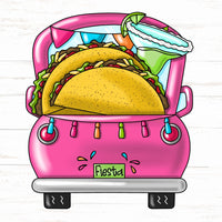 Thumbnail for Pink Cinco De Mayo Taco Taco Truck 22" Wood Door Hanger - PCD-W-100-DH