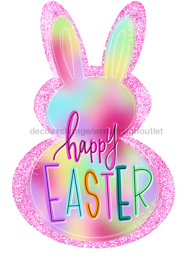 Pink Easter Bunny 22" Wood Door Hanger - TWW-W-0007-DH