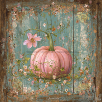 Thumbnail for Pink Fall Pumpkin 10x10" Metal Wreath Sign - DCO-102597