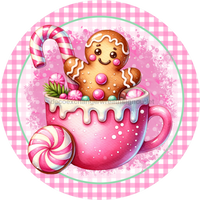 Thumbnail for Pink Gingerbread Sign, DECOE-5271-D, Sign For Wreath, 10