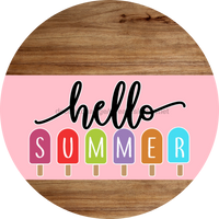 Thumbnail for Pink Hello Summer Door Hanger Dco-01643-Dh-Lp 18’ Round Wood