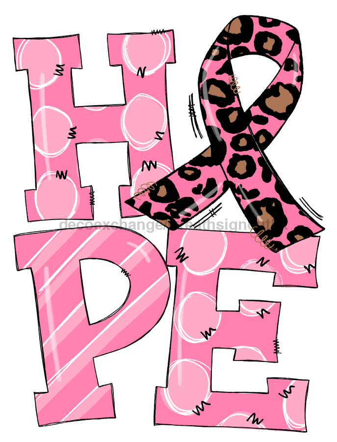 Pink Hope Awareness 22" Wood Door Hanger - DECOE-W-0136-DH