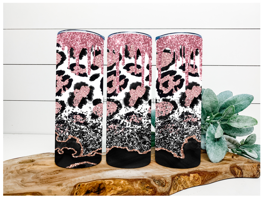 Pink Leopard Tumbler, 20 oz Skinny Tumbler - DECOETUMBLER-097